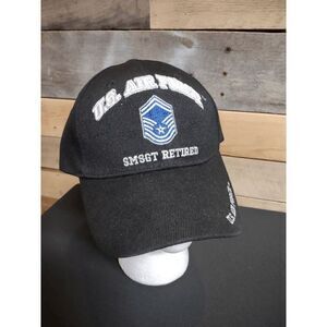 U.S. Air Force SMSgt Senior Master Sergeant Retired Black Adjustable Cap Hat
